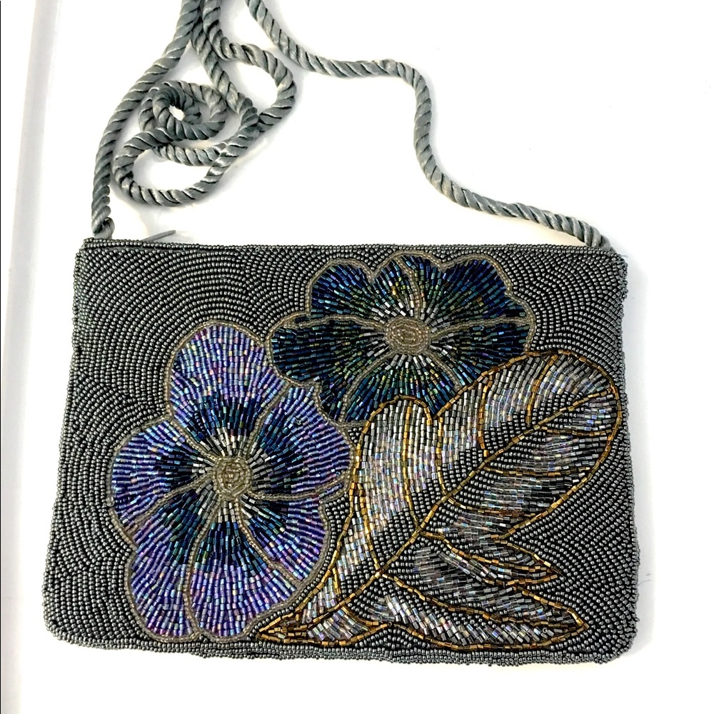 Floral Beaded Shoulder Strap Evening Bag